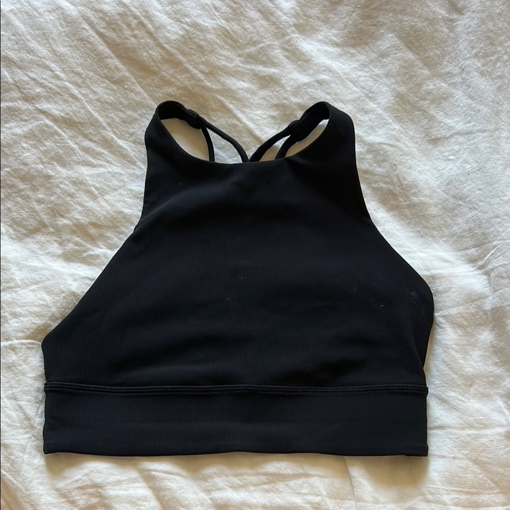 lululemon athletica Black High-Neck Ribbed Crop Top